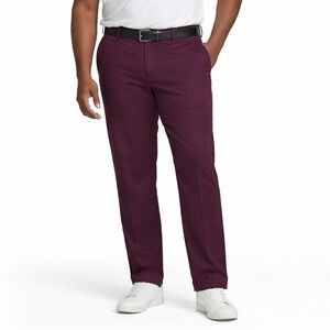 Michael Strahan Dress Pants 46x32 Burgundy Performance Stretch Cotton Chino New